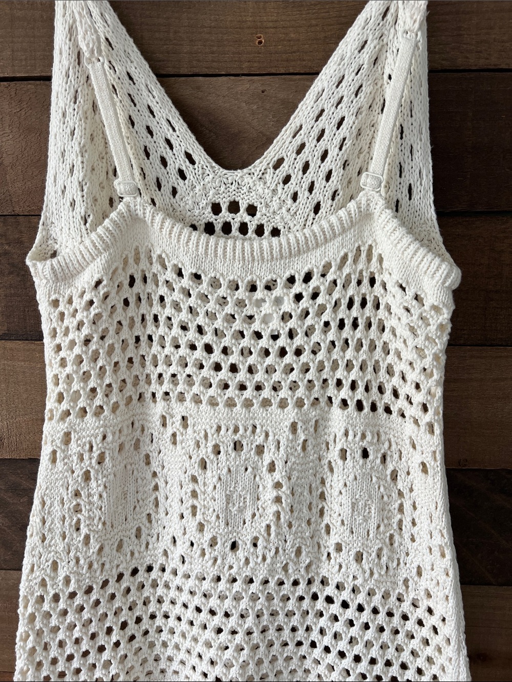 Aerie Women's Crochet Cover Up Mini Dress in Cream Size Medium - Picture 7 of 9